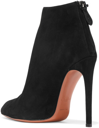 Alaia Cutout Buckled Suede Ankle Boots