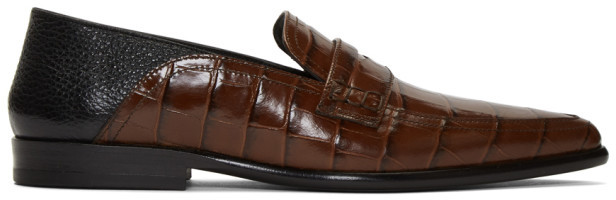 brown croc loafers