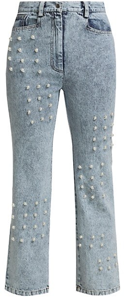 women's pearl embellished jeans