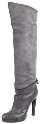 Sergio Rossi Suede Knee-High Boots