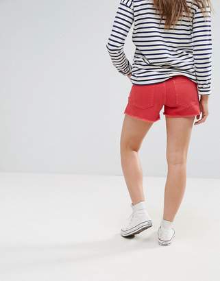 ASOS Maternity Denim Side Split Shorts In Red