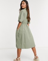 Thumbnail for your product : Qed London shirt midi dress in khaki