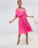 Thumbnail for your product : ASOS DESIGN midi dress with pleat skirt and flutter sleeve