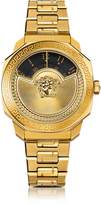 Versace Dylos Icon Gold IP Stainless Steel Unisex Watch w/Black Discs and Medusa