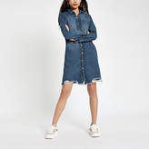 Thumbnail for your product : River Island Mid blue ripped denim shirt dress