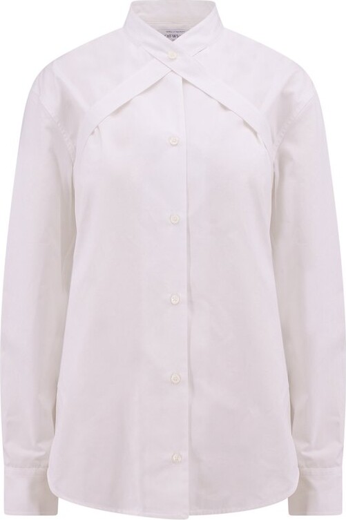 Off-White Belted Buttoned Long-Sleeved Shirt