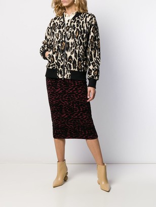 Diane von Furstenberg Knitted Leopard Pencil Skirt