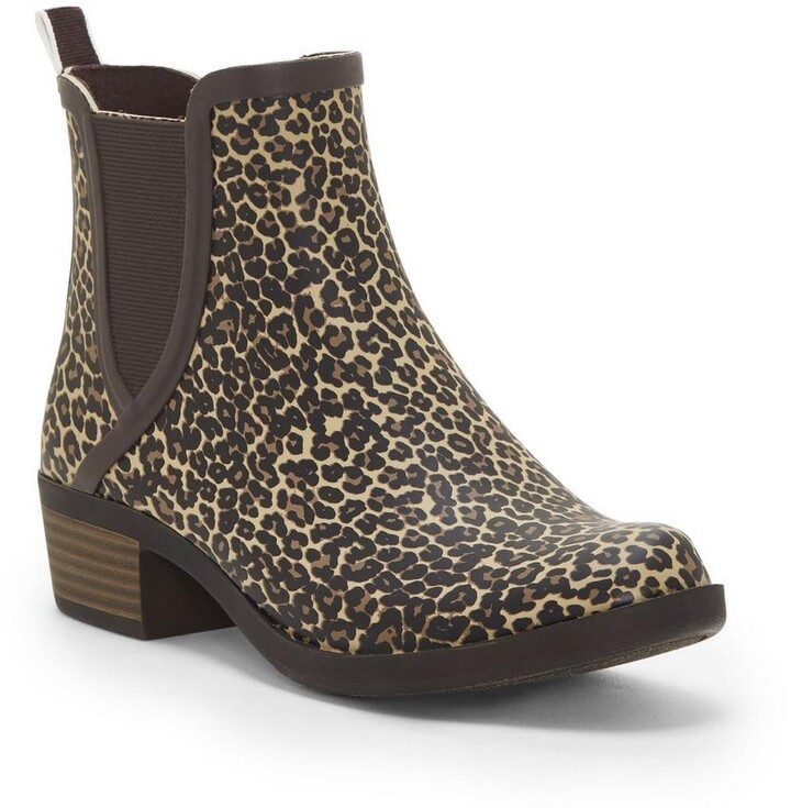 leopard ankle rain boots