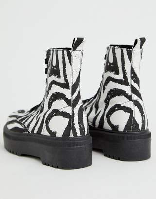 ASOS Design DESIGN Attitude chunky lace up boots in zebra