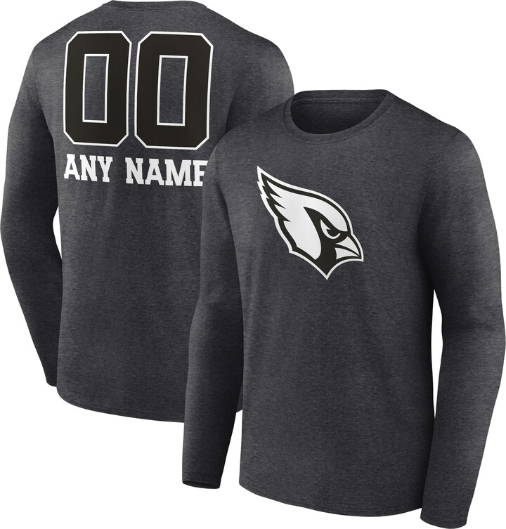 Fanatics MTO Label Men's Charcoal Arizona Cardinals Personalized Name & Number Monochrome Long Sleeve T-Shirt