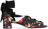 Erdem - floral lace-up shoes - women - coton/Peau de chèvre/Cuir/Viscose - 37