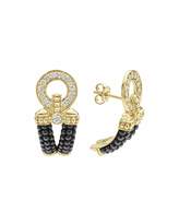 Thumbnail for your product : Lagos Circle Game Black Ceramic Caviar Link Earrings with Diamonds