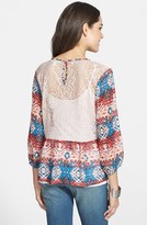 Thumbnail for your product : Fire Mixed Media Peasant Top (Juniors)