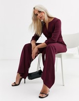 Thumbnail for your product : Paper Dolls Petite satin plunge jumpsuit in plum
