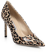Thumbnail for your product : Manolo Blahnik BB 90 Leopard Print Patent Leather Point-Toe Pumps