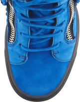 Thumbnail for your product : Giuseppe Zanotti Crystal-Studded Suede Wedge Sneaker, Blue