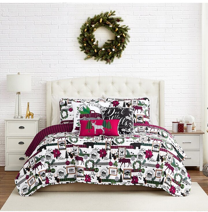 Southshore Fine Linens Merry Town Christmas Oversized Reversible Quilt Set