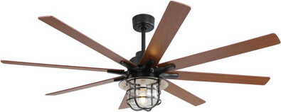 Ivy Bronx Modern 66 Inch Ceiling Fan With 6 Speed Wind 8 Blades Remote Control Reversible DC Motor With Light