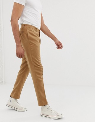 ASOS DESIGN Tall tapered smart trouser in textured camel