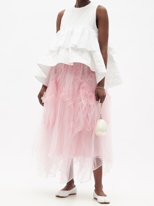Noir Kei Ninomiya Handkerchief-hem Organza-ruffled Tulle Skirt - Pink