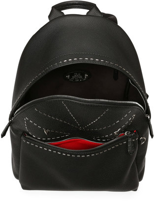 Fendi Stitched Monster Eyes Leather Backpack, Black