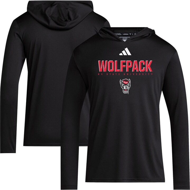 adidas Men's Black Nc State Wolfpack 2025 Sideline Training Long Sleeve Hooded T-Shirt
