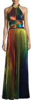 Thumbnail for your product : Rosie Assoulin Rainbow Pleated Metallic Halter Gown