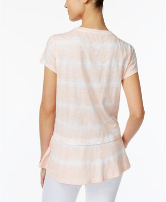 Style&Co. Style & Co Style & Co Petite Cotton Striped Tie-Dye Flounce Top, Created for Macy's