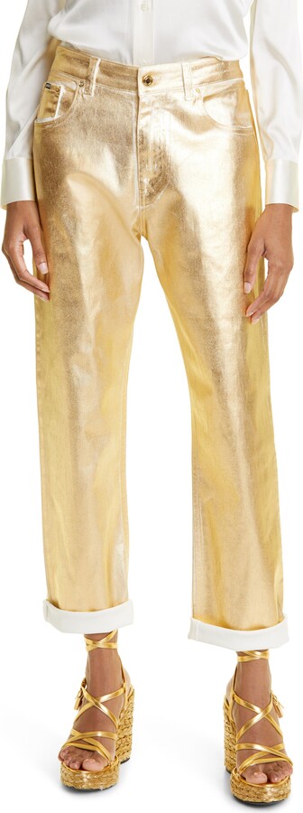 Goldfarbene, gerade geschnittene Jeans - OBSOLETES DO NOT TOUCH 1AAWGR