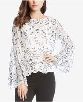 Thumbnail for your product : Karen Kane Floral-Embroidered Mesh Top