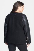 Thumbnail for your product : Bebe Asymmetrical Faux Leather Sleeve Textured Jacket (Plus Size)