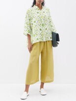Thumbnail for your product : eskandar Floral-print Dropped-shoulder Linen Shirt