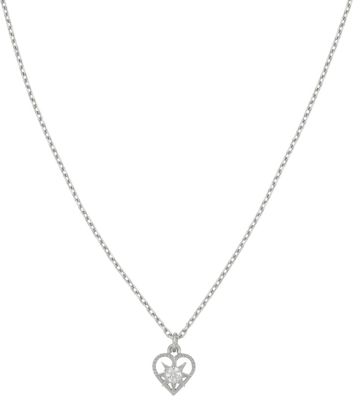 Zoe & Morgan Kind Heart Necklace Silver White Zircon