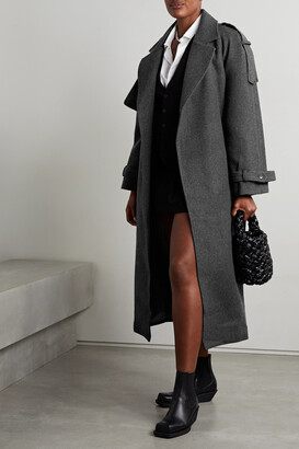 The Frankie Shop - Suzanne Belted Wool-blend Felt Trench Coat - Gray -  ShopStyle