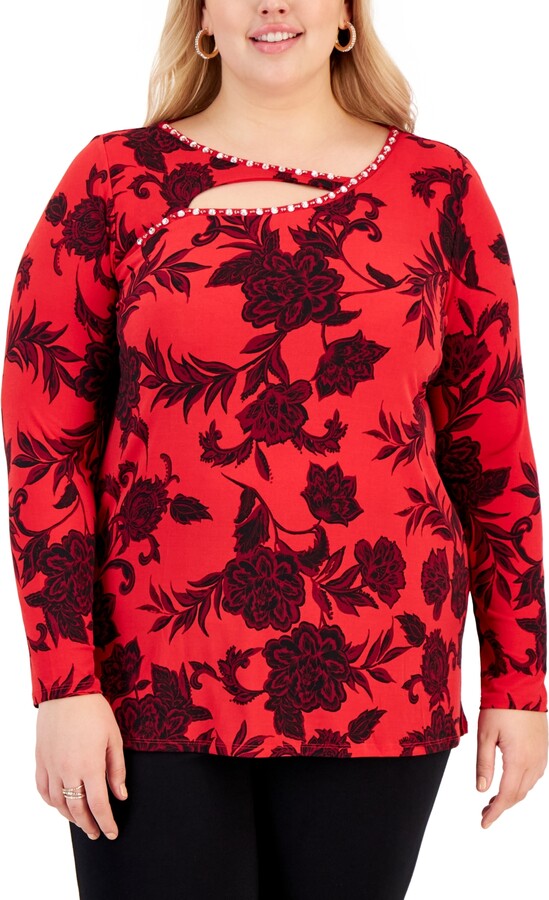 JM Collection Plus Size Embellished Cutout Sweater, Created for Macy's ShopStyle