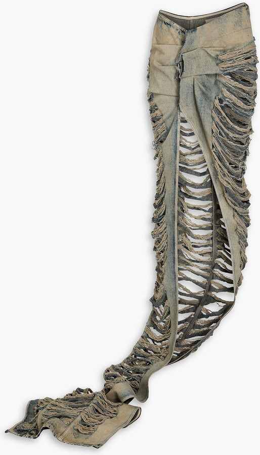 Rick Owens Edfu sliced denim maxi skirt