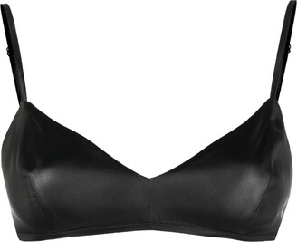 SilRiver Women's Silk Satin Triangle Bralette Soft Cup Wireless Bra Smooth  and Comfortable Wire Free Bra Top (Black, X-Small) at  Women's  Clothing store