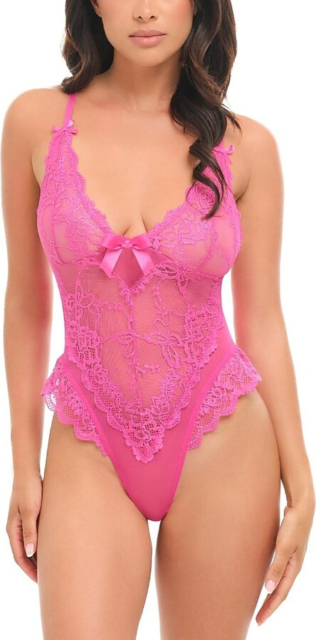 Oh La La Cheri Valentine Sheer Lace Teddy