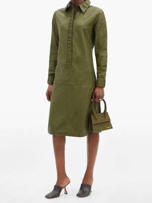 Dodo Bar Or Pattie Ruched-edge Leather Dress - Light Green