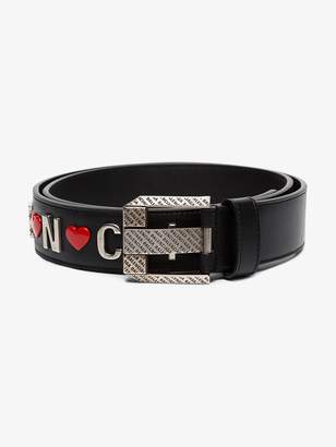 Balenciaga Black Metal Heart Logo Leather Belt