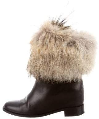 Christian Louboutin Mazurka Fur-Trimmed Leather Boots