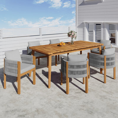 Weatherproof Comfort Acacia Dining Elegant Patio Retreat