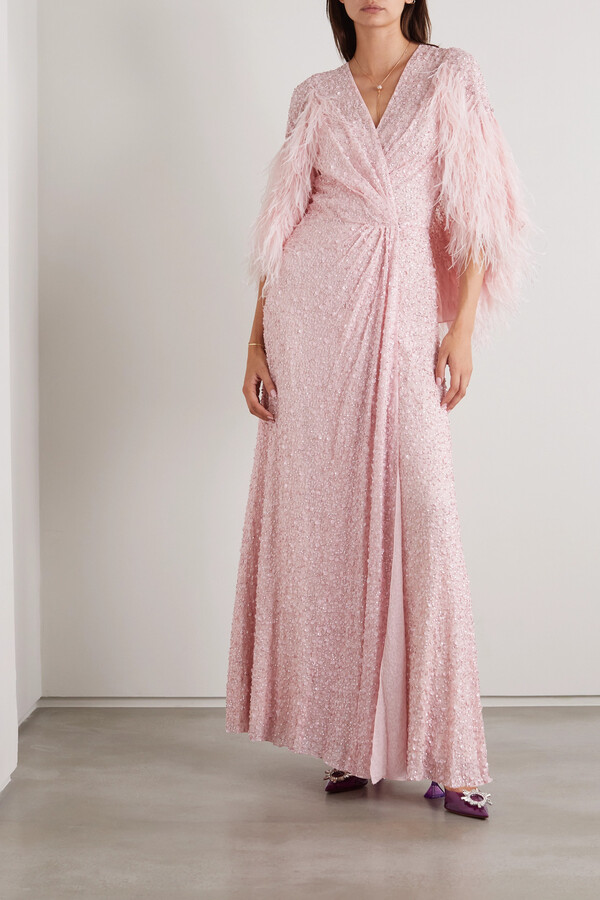 One Size RRP £60 BNWT No 1 by Jenny Packham PINK Feather Stole w/Satin Lining 