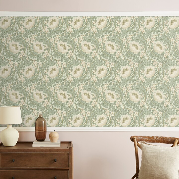 Dunelm Arts Crafts Floral Grey Wallpaper Sage ShopStyle