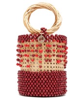 Thumbnail for your product : Rosantica Cora Beaded Wicker Bucket Bag - Burgundy Multi
