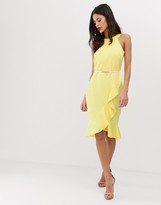 Thumbnail for your product : Paper Dolls belted halter neck frill midi dress