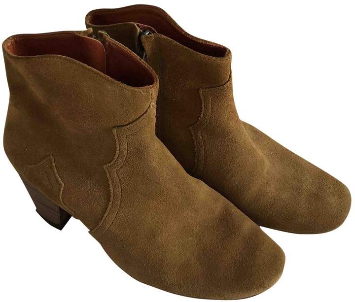 Isabel Marant Dicker Camel Suede Ankle boots - ShopStyle