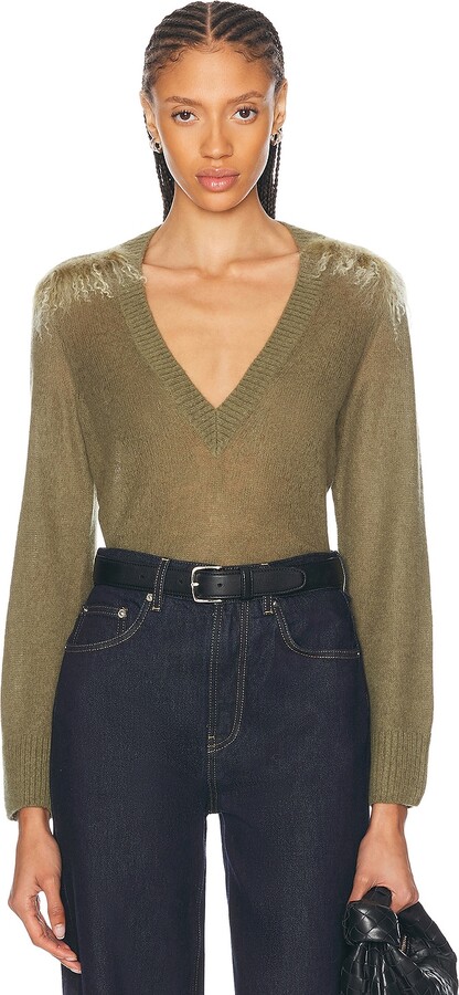 Burberry V-neck Sweater in Olive