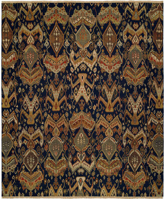 Wildon Home Ikat Handwoven Wool Blue Area Rug