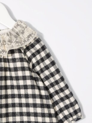 Bonpoint Check-Print Contrast-Collar Dress